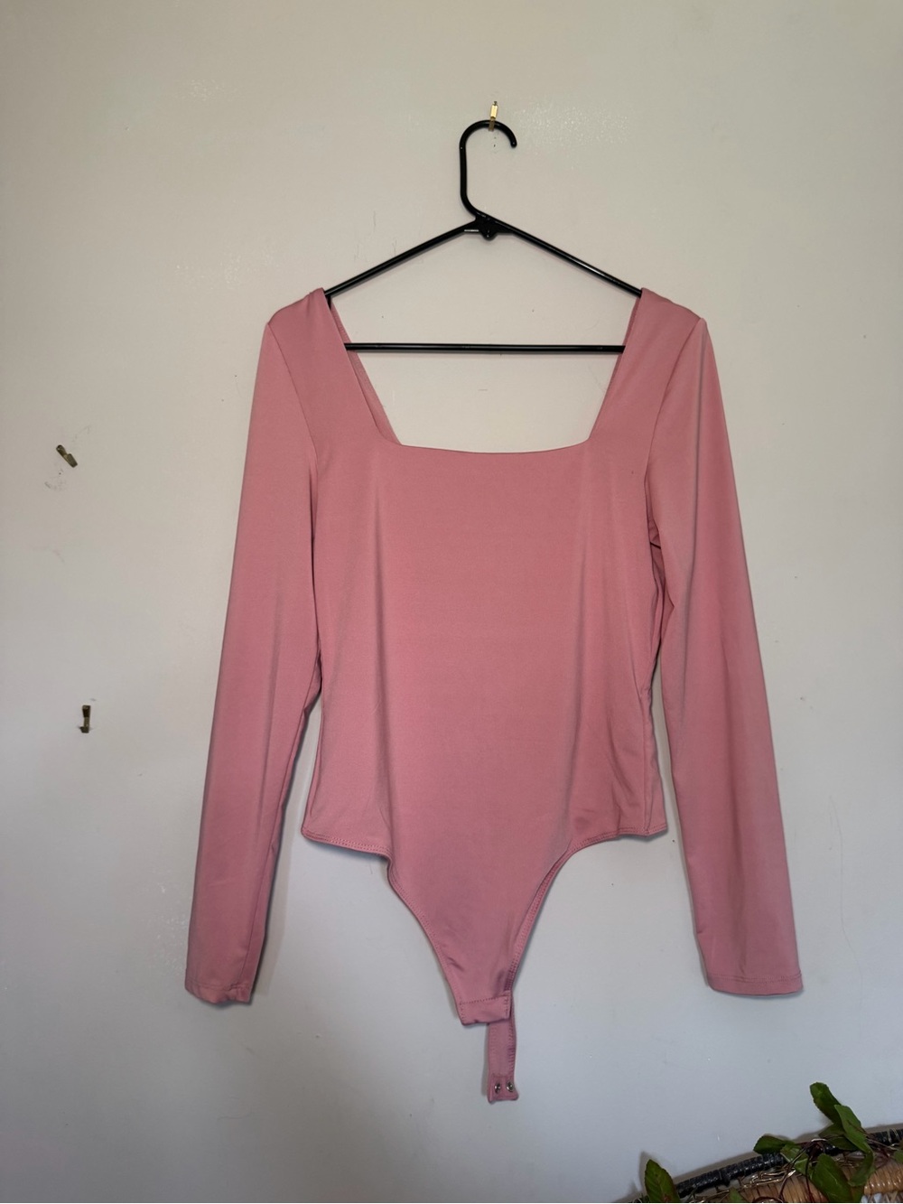 Square Neck Long Sleeve Bodysuit in Dusty Rose